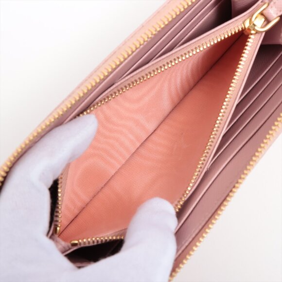 SOLD OUT Prada Saffiano Metal 1ML506 Leather Round-Zip-Wallet Pink - Picture 8 of 9